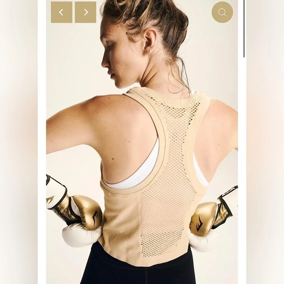 🌸clearance FREE PEOPLE MOVEMENT MESH IN SESSION‎ TANK - LATTE - Picture 2 of 7